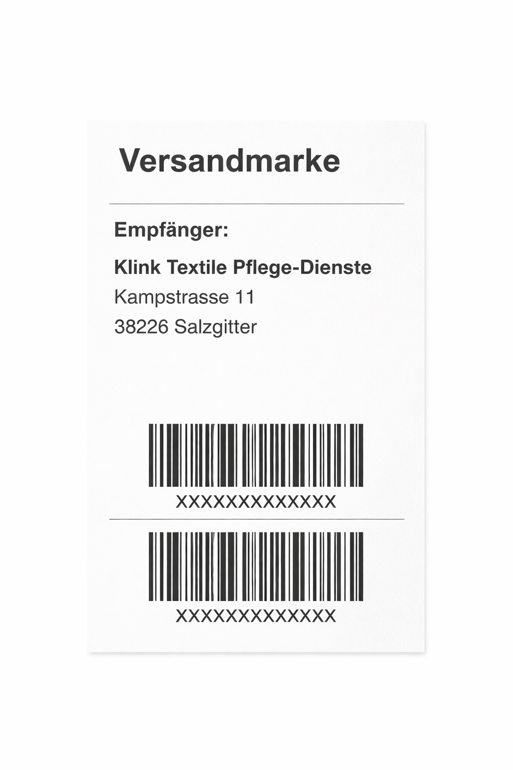 Versandmarke für das Einsenden